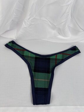 Aerie Green & Navy Plaid Thong panties